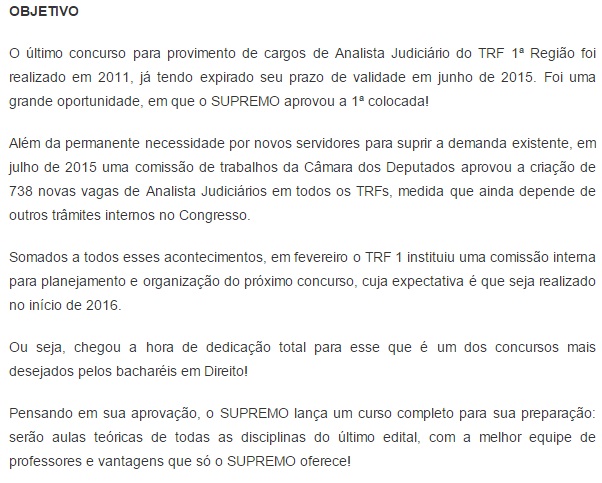 TRF1 (TRF 1) Analista Judiciário 2016 - SUPREMO 4